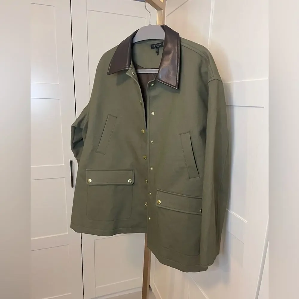 rag & bone Olive Green Jacket with Dark Brown Collar - Picture 7 of 9